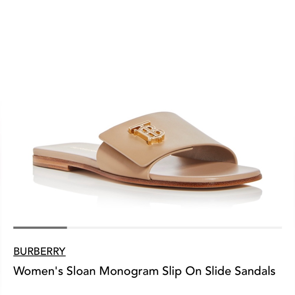Burberry MONOGRAM SLOAN SLIP ON slide sandals size 38 - chestnut